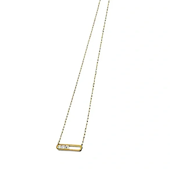 🆕 Gorgeous 18k Diamond Slider Oval Bar Necklace NWT - Picture 12 of 16